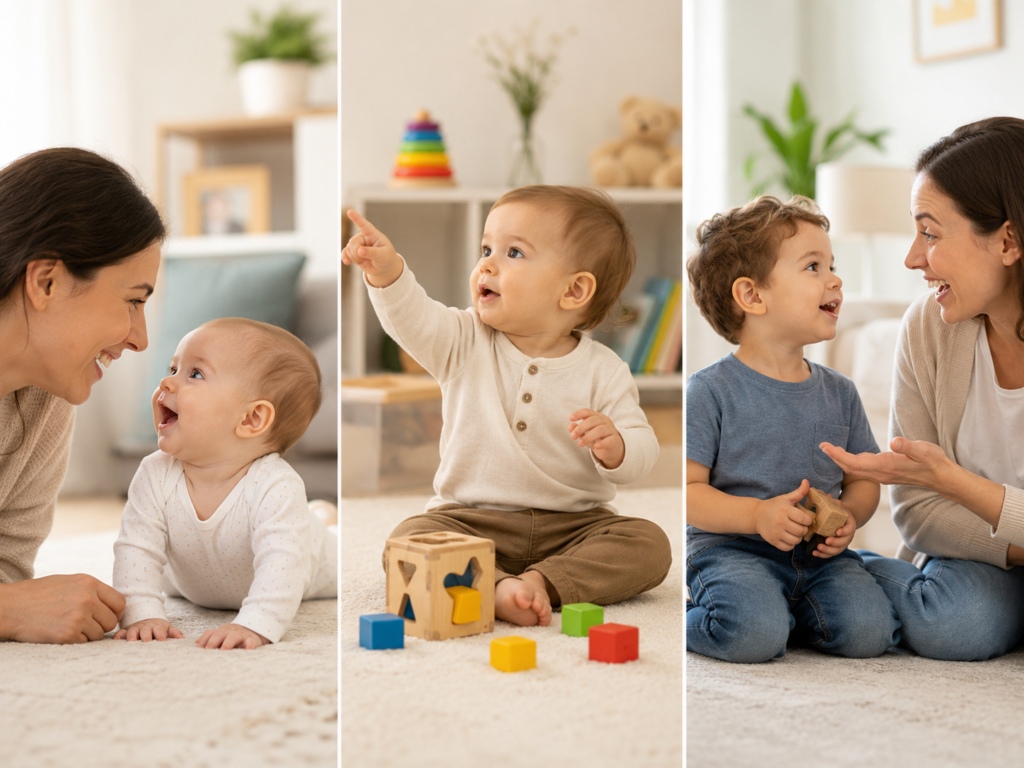 alt="0歳から3歳までの子どもの言葉の発達イメージ"